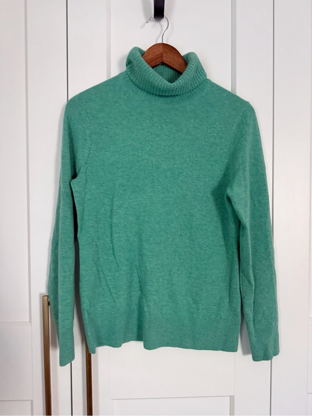 Lands’ End Size Small 6-8 Green/Teal 100% Cashmere Turtleneck Sweater